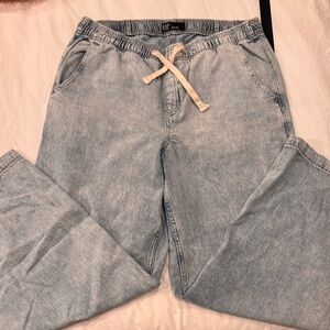 Gap High Rise Pull On Wide Leg Denim Pants